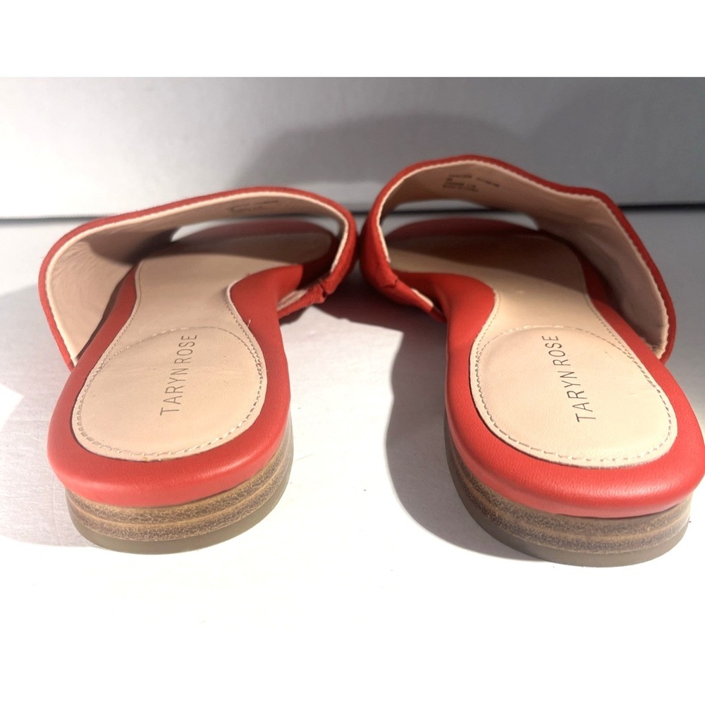 NWOB Taryn Rose Vanessa Suede Slip-on Flat Mules Slides Red Women's 9B Comfort - Picture 5 of 8